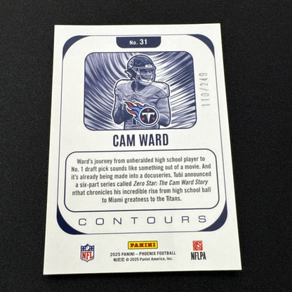 Panini Phoenix 2025 Cam Ward #31 Rookie Titans Contours Red /249 Football