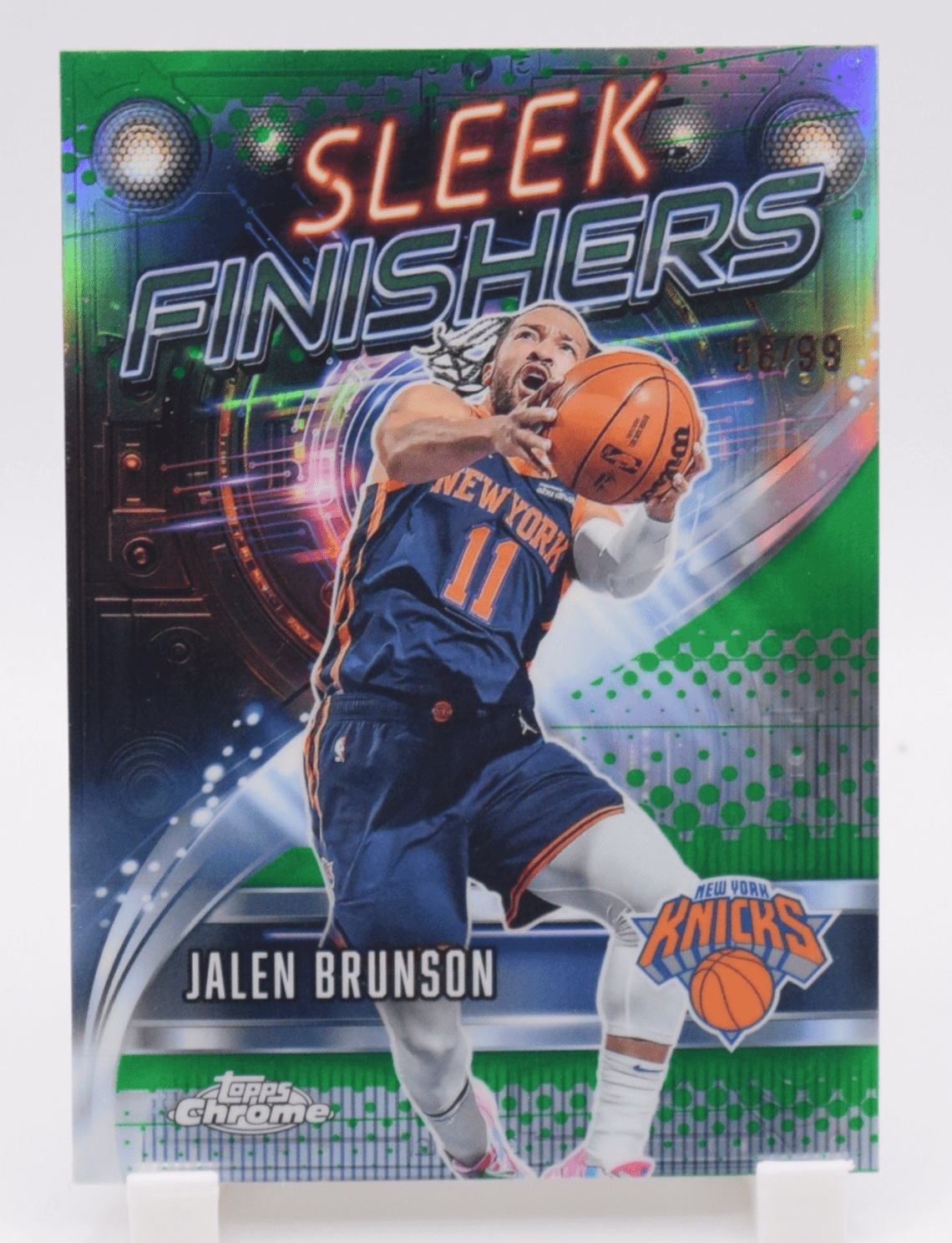 Jalen Brunson 2025-26 Topps Chrome 58/99 Green Sleek Finishers Knicks #SF-11