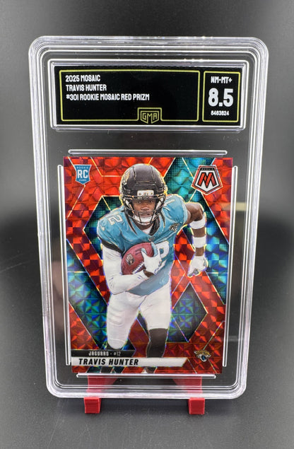 2025 Panini Mosaic - Rookies Travis Hunter #301 Red Mosaic Prizm (RC) GMA 8.5
