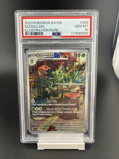 2023 Pokemon Scarlet & Violet SCOVILLIAN Illustration Rare Holo 202/198 PSA 10
