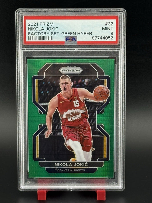 2021 Panini Prizm Nikola Jokic #32 Factory Set Green Hyper PSA 9 Denver Nuggets