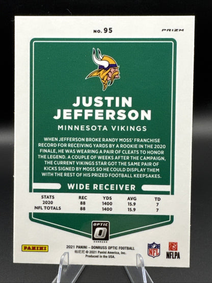 Justin Jefferson SILVER PRIZM 2021 Panini Donruss Optic #95 Minnesota Vikings