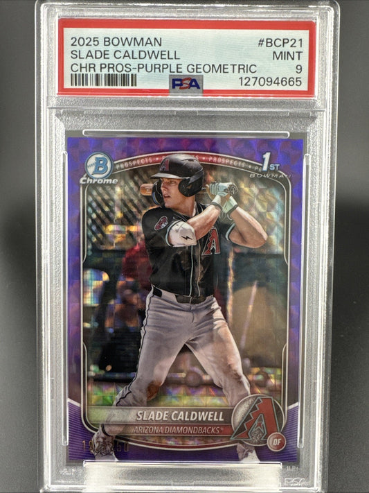 2025 Bowman Slade Caldwell CHR Pros-Purple Geometric #BCP21 192/250 PSA 9