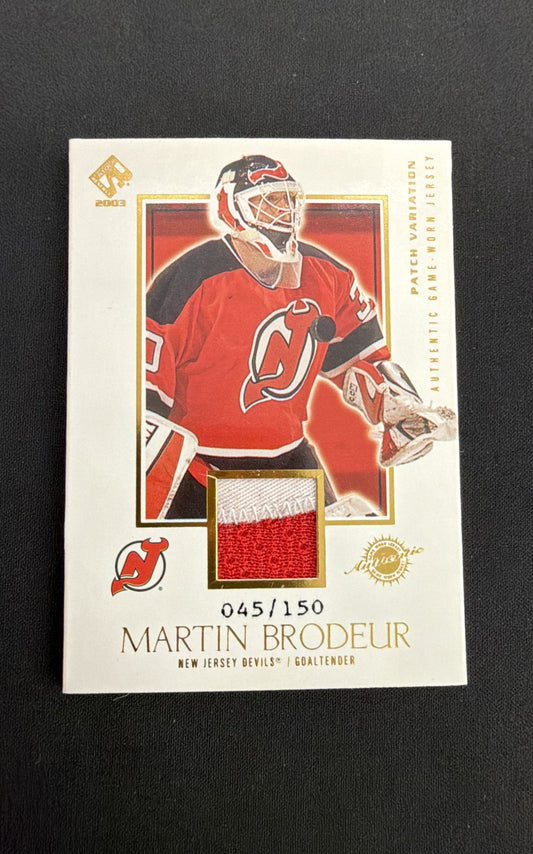 2002-03 Pacific Private Reserve - Martin Brodeur #129 Game-Worn Jerseys /150