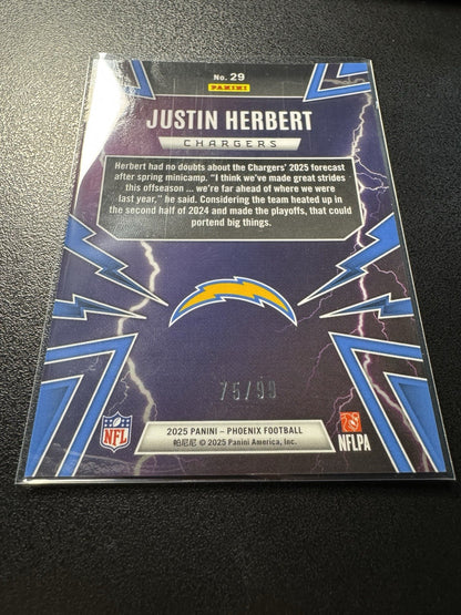 2025 Panini Phoenix Thunderbirds Justin Herbert Green /99 Charger SP