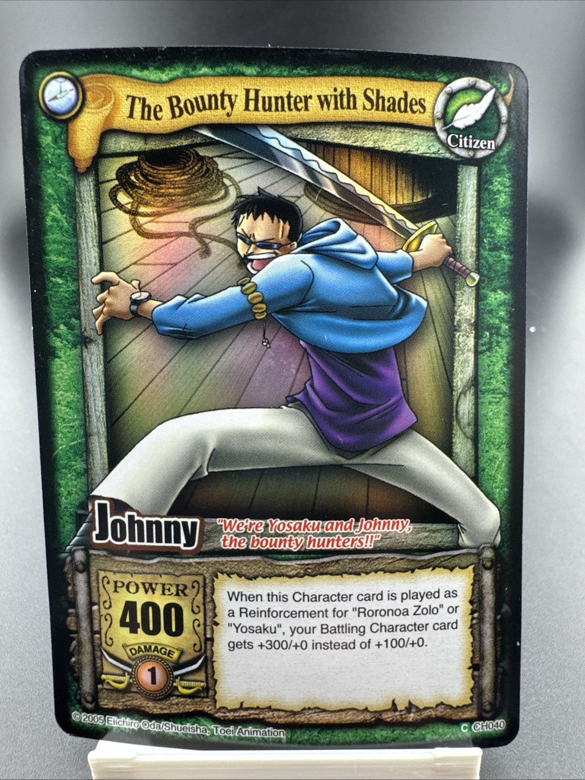 Bandai One Piece CCG Card Johnny The Bounty Hunter With Shades Holo Quest Begins