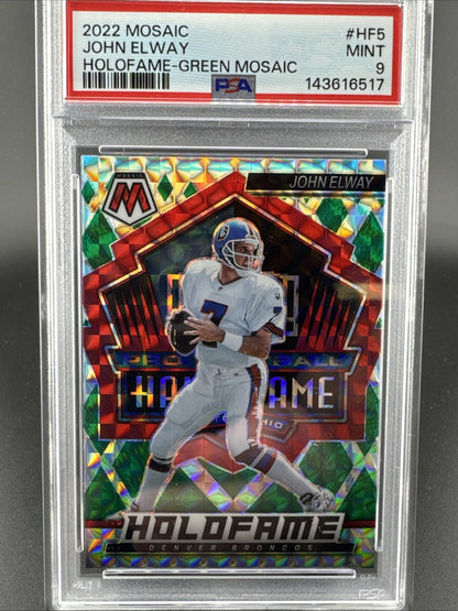 2022 Panini Mosaic - Holofame John Elway #HF-5 Green Mosaic Prizm