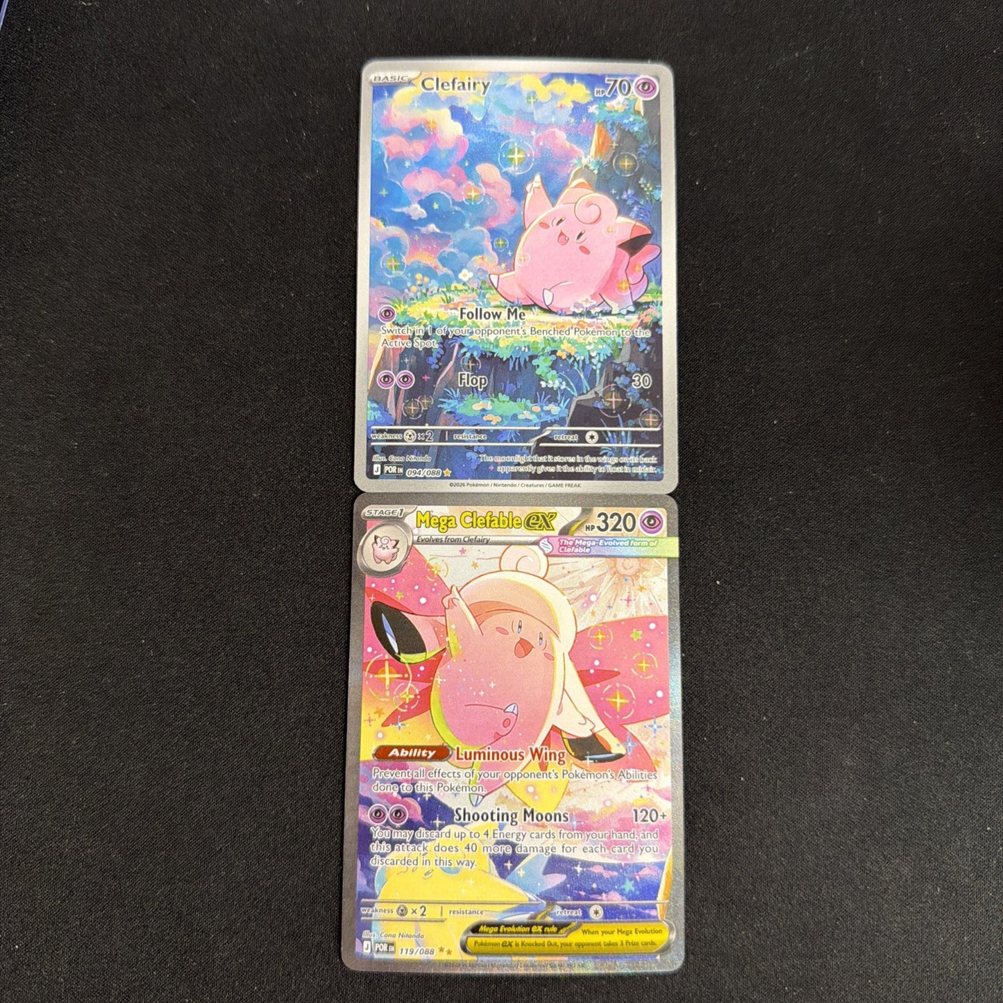 Mega Clefable ex 119/088 And Clefairy 094/088 Perfect Order Holo Pair