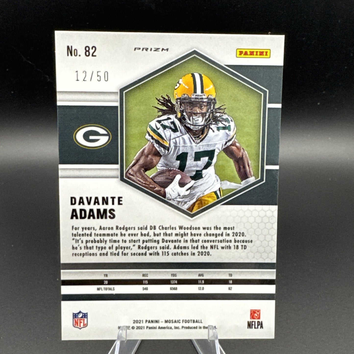 2021 Panini Mosaic Davante Adams #82 No Huddle Purple 12/50