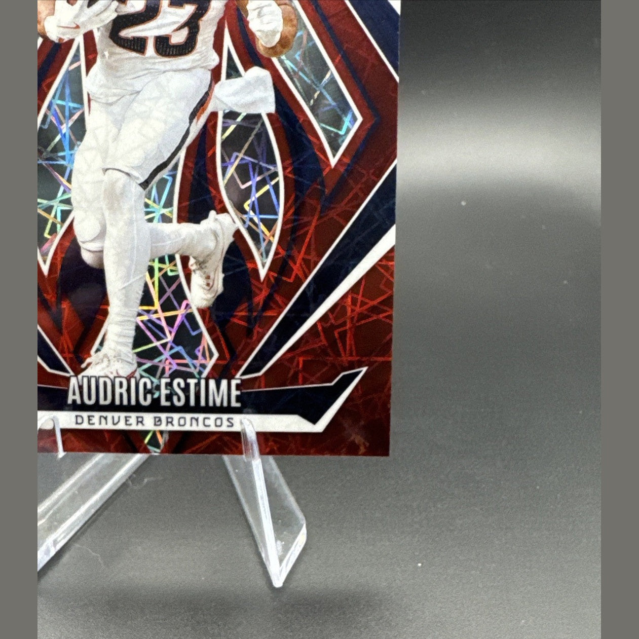 2024 Panini Phoenix Audric Estime Red Lazer #156 Denver Broncos RC /199
