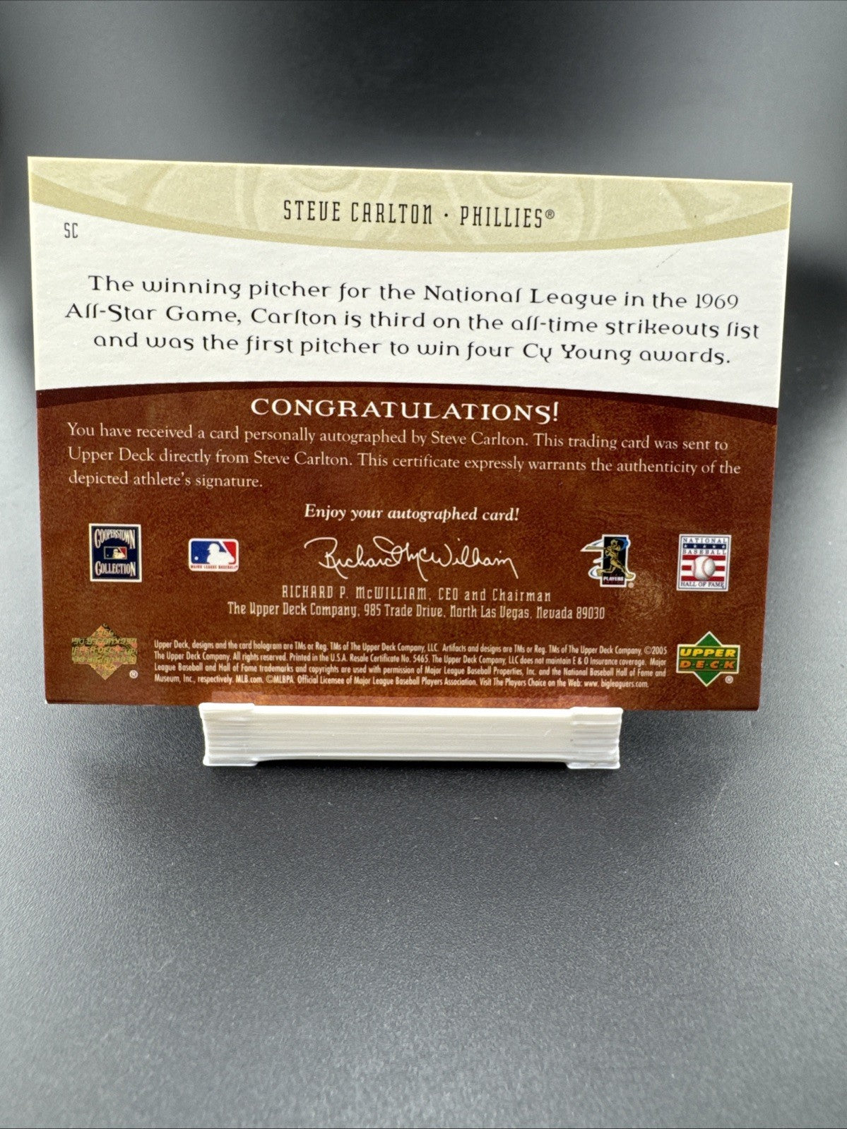 2005 Upper Deck Steve Carlton #SC MLB Artifacts On Card Auto 3/15