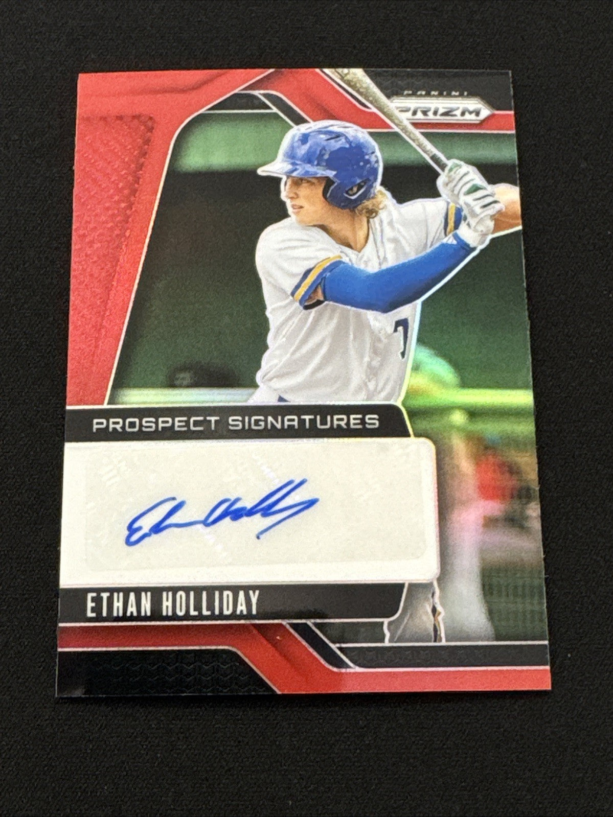 Ethan Holliday 2025 Panini Prizm Red Prospect Auto /99 Colorado Rockies