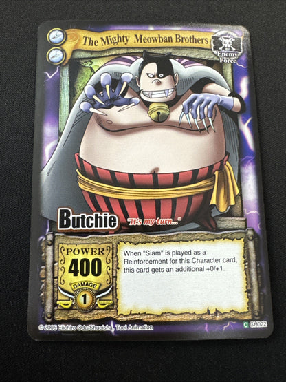 Bandai One Piece CCG Card Butchie The Mighty Meowban Brothers Holo Quest Begins