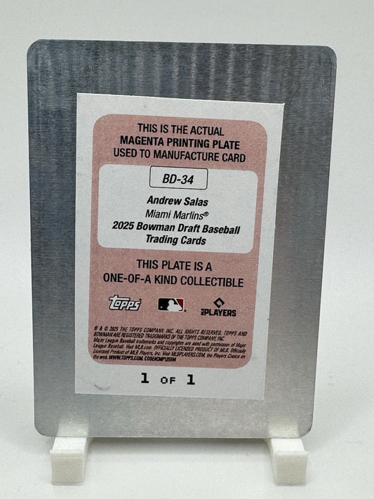 ANDREW SALAS 2025 1st Bowman Chrome Draft Magenta Printing Plate #BD 34 1 /1