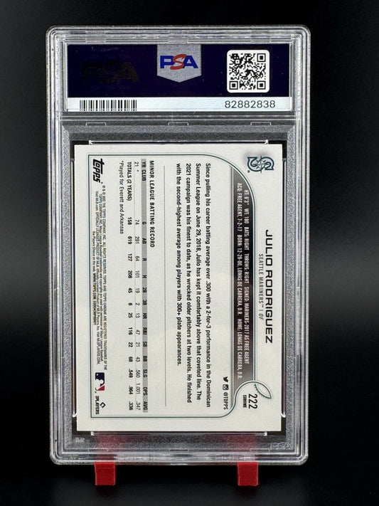 2022 Julio Rodriguez Topps Chrome SP Short Print #222 PSA 10 RC Rookie Card M's