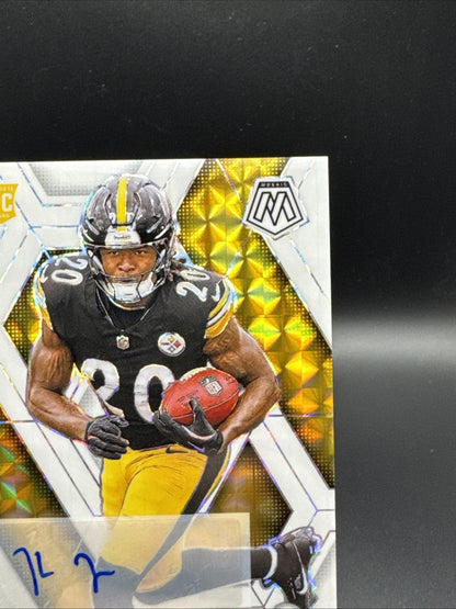 KALEB JOHNSON 2025 PANINI MOSAIC #315 ROOKIE AUTO WHITE PRIZM RC 19/25