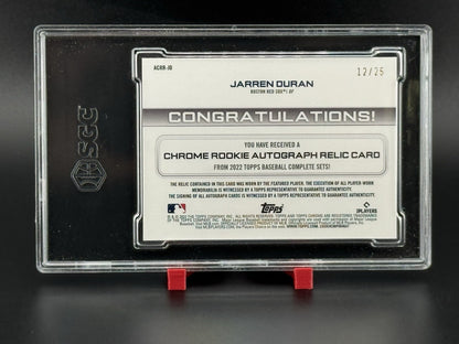 2022 Topps Comp Set #ACRR-JD Jarren Duran Chrome Rookie Auto Relic  /25 SGC 8.5