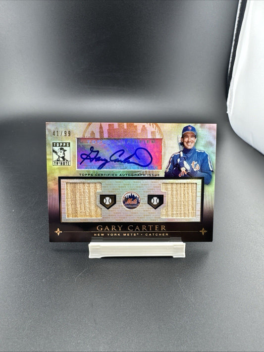 2010 Topps Tribute Gary Carter Auto Dual Relics Bat #/99Mets