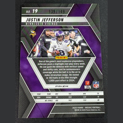 2025 Mosaic Football JUSTIN JEFFERSON Silver Knight Prizm /149