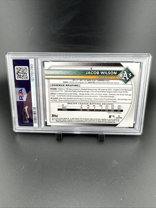 2025 Bowman Chrome #9 Jacob Wilson Red Rookie Redemption RC PSA 10