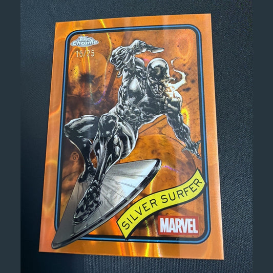 Marvel Topps Chrome 2025 Orange Refractor /25 Silver Surfer