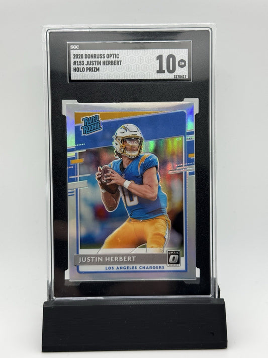Justin Herbert 2020 Panini Donruss Optic #153 Rated Rookie Holo Prizm RC SGC 10
