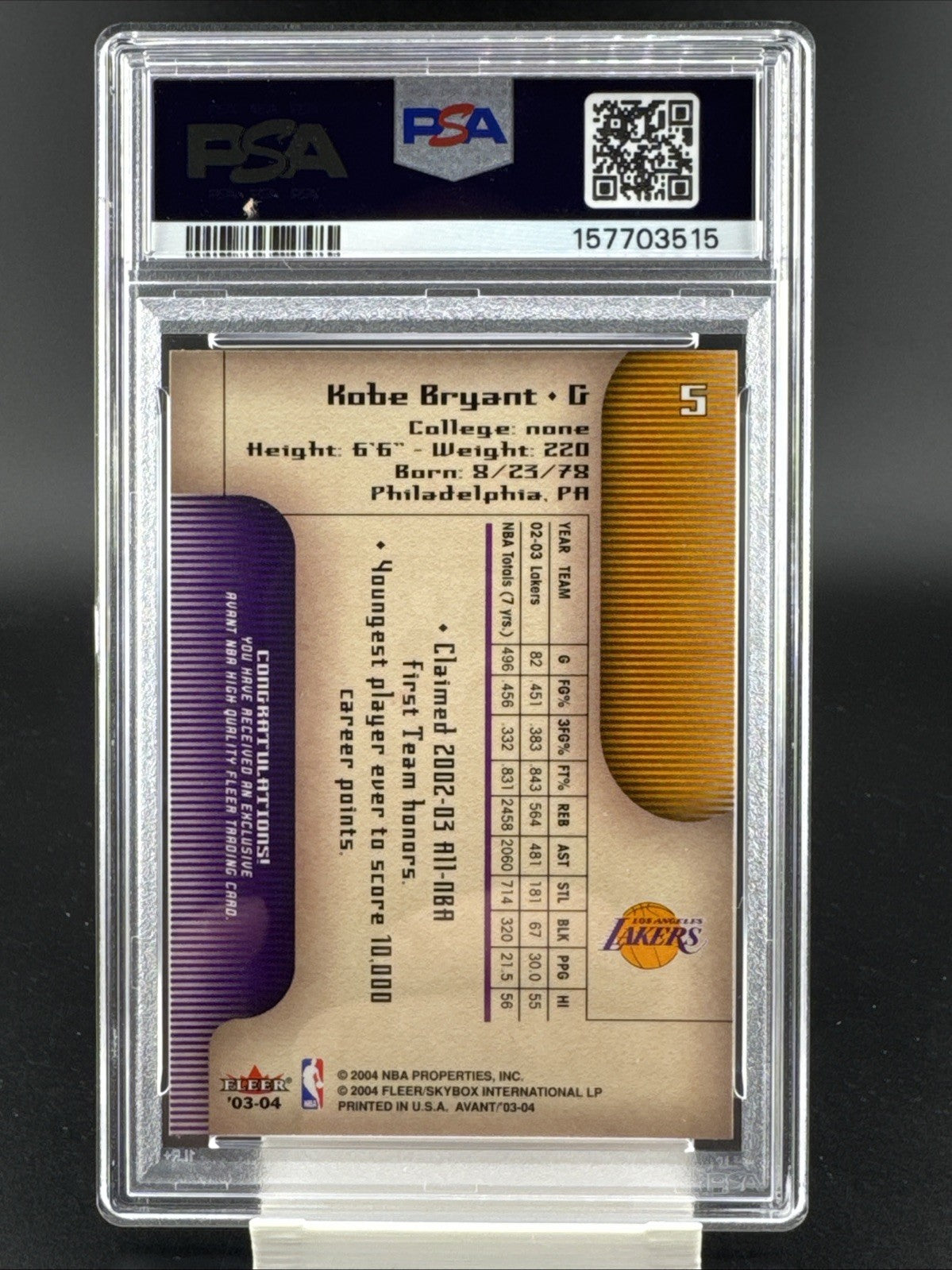 2003 FLEER AVANT #5 KOBE BRYANT PSA 9