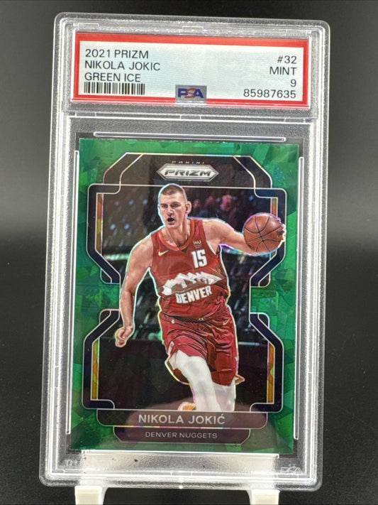 2021 Panini Prizim Nikola Jokic Green Ice #32 PSA 9