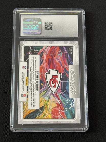 Xavier Worthy Rookie 2024 Panini Zenith State Of The Art Orange - Chiefs PSA 9