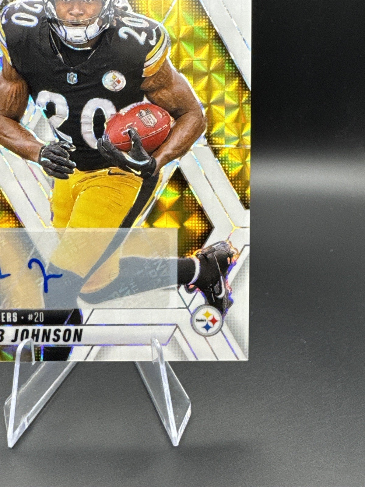 KALEB JOHNSON 2025 PANINI MOSAIC #315 ROOKIE AUTO WHITE PRIZM RC 19/25