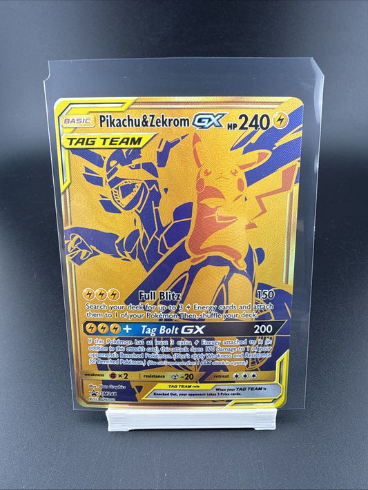 PIKACHU & ZEKROM GX TAG TEAM JUMBO PROMO GOLD SM248 LP+