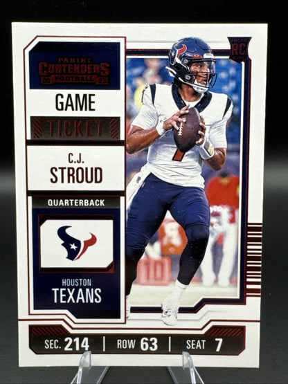 2023 Panini Contenders C.J. STROUD #40 GAME TICKET Rookie RC RED FOIL - Texans