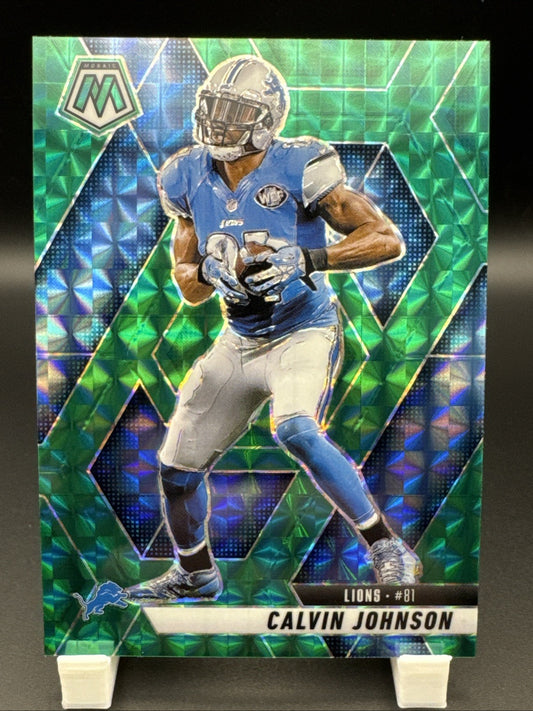 2025 Mosaic #90 Calvin Johnson Green Mosaic Prizm Detroit Lions