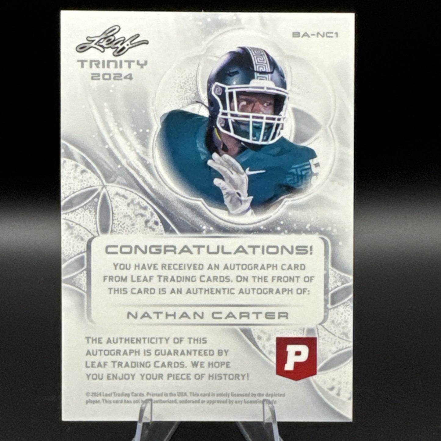 2024 Leaf Trinity-NATHAN CARTER Gold Foil #BA-NC1 Michigan State Falcons Auto RC