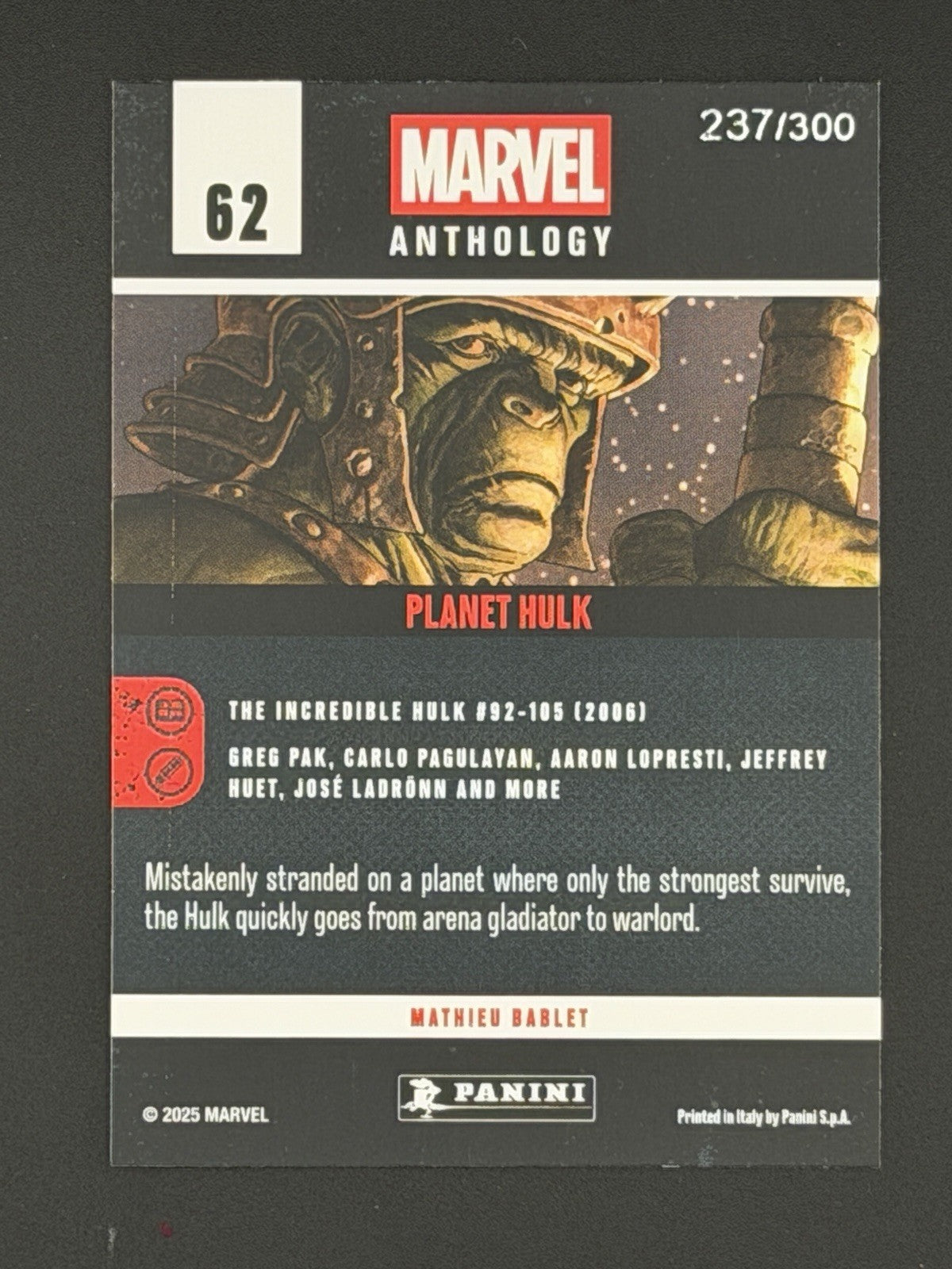Marvel Anthology Panini - N.62 Planet Hulk Sparkle Holo /300