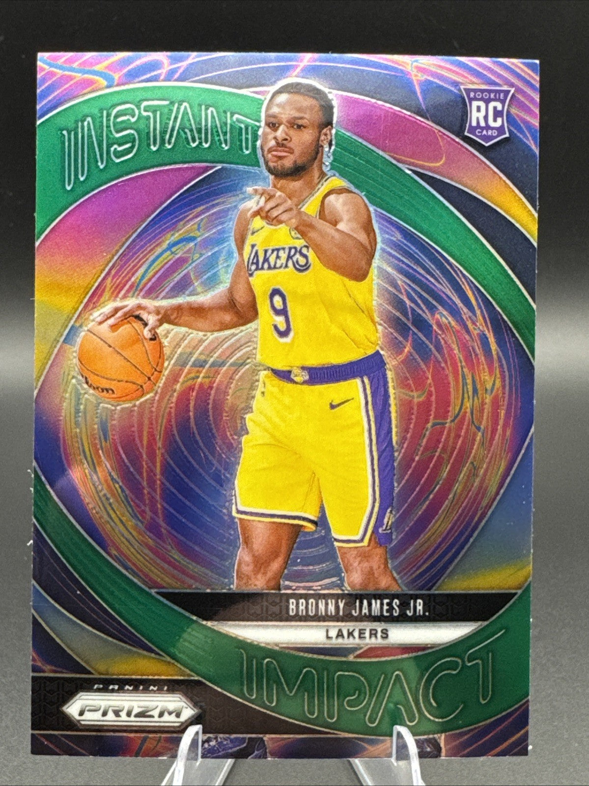 2024-25 Panini Prizm - Instant Impact Bronny James #7 Green Prizm (RC)