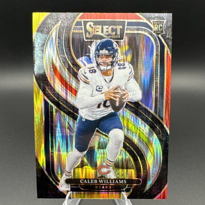 2024 Panini Select Premier Level Caleb Williams #114 Red & Yellow Shock Prizm RC