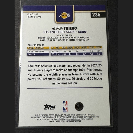 2025-26 Topps Flagship Rookie Base Adou Thiero #236