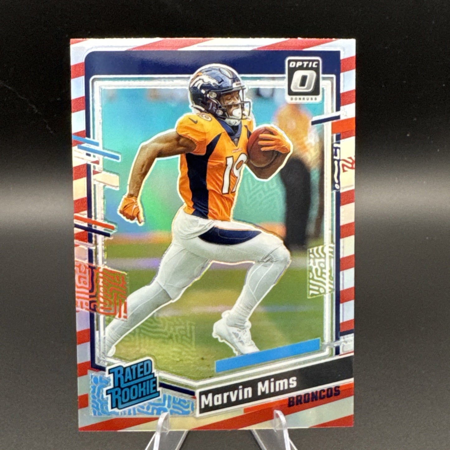 2023 Panini Marvin Mims SSP Candy Cane Optic Holo Rated Rookie #231