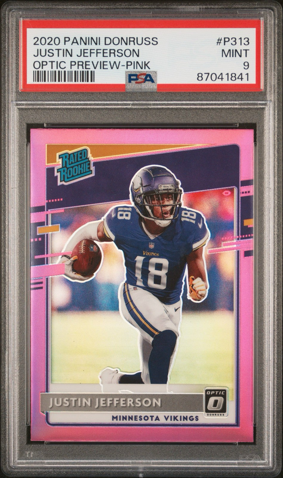 2020 Panini Donruss - Rated Rookie Justin Jefferson #P-313 Optic Preview Pink...