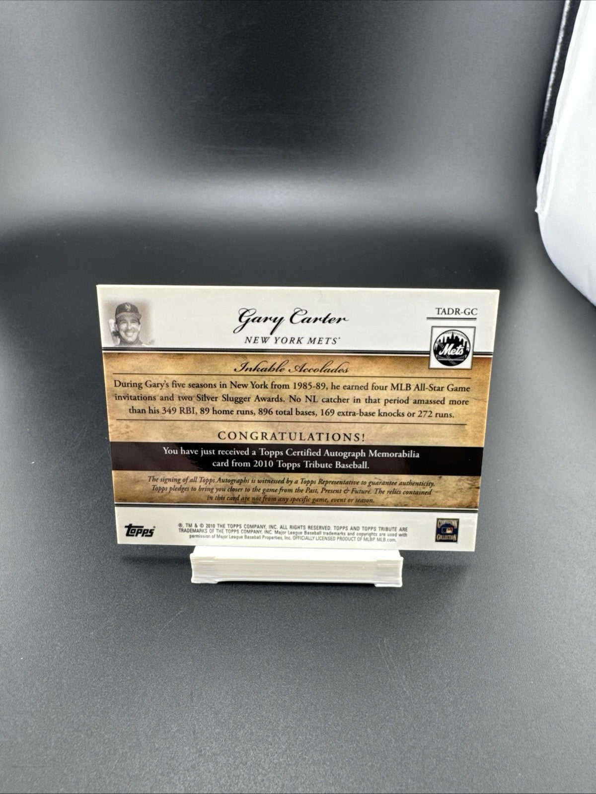 2010 Topps Tribute Gary Carter Auto Dual Relics Bat #/99Mets
