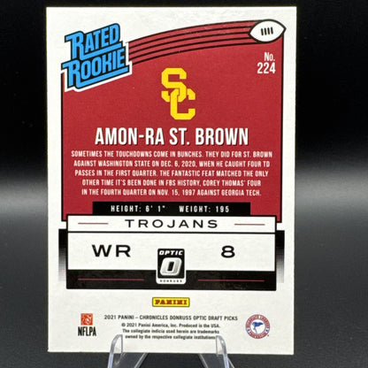 2021 Chronicles Draft Picks Donruss Optic Rated Amon-Ra St Brown #224 Rookie RC