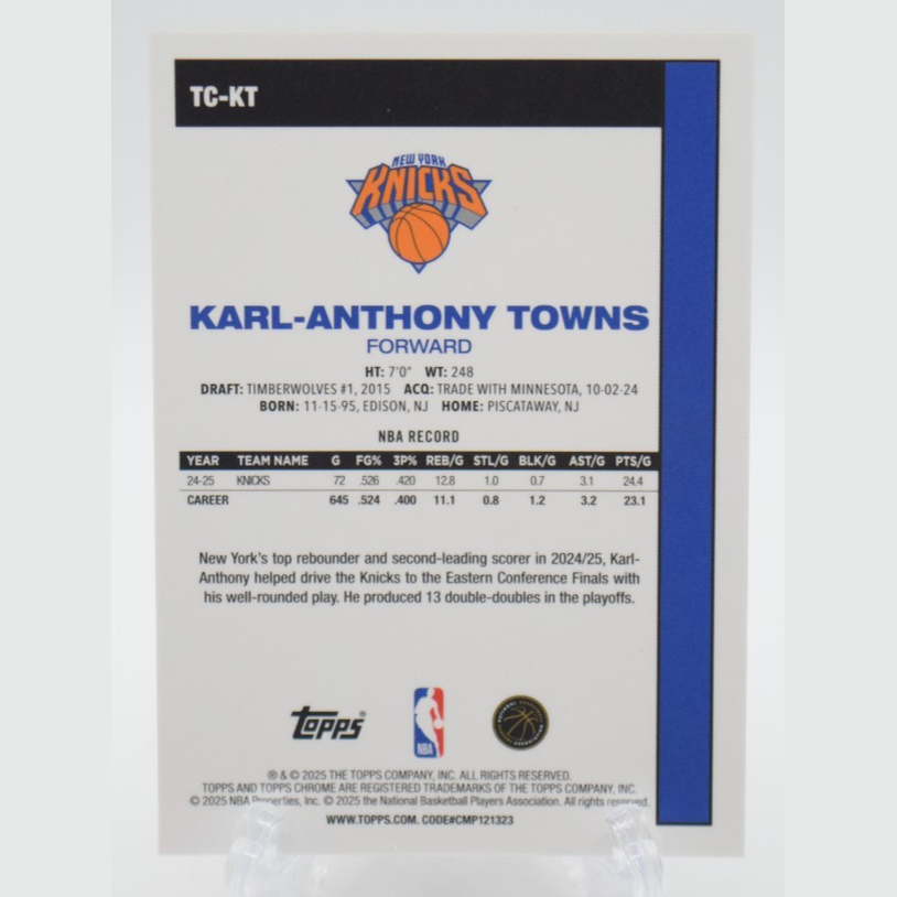 2025 Topps Chrome Karl-Anthony Towns Gold /50 – New York Knicks - TC-KT