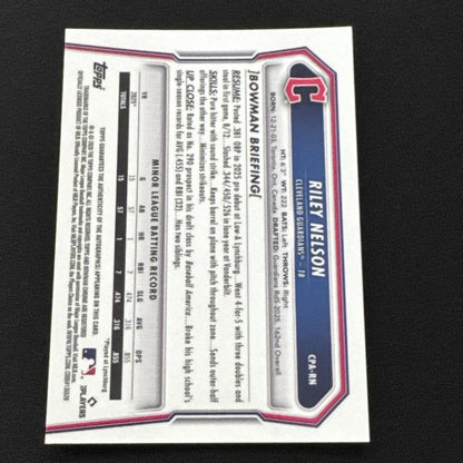 2026 Bowman Riley Nelson Chrome Auto Orange Wave Refractor /25 1st Prospect