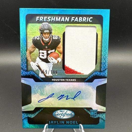 2025 Panini Certified Football Jaylin Noel RC Freshman Fabric Patch Auto 159/199