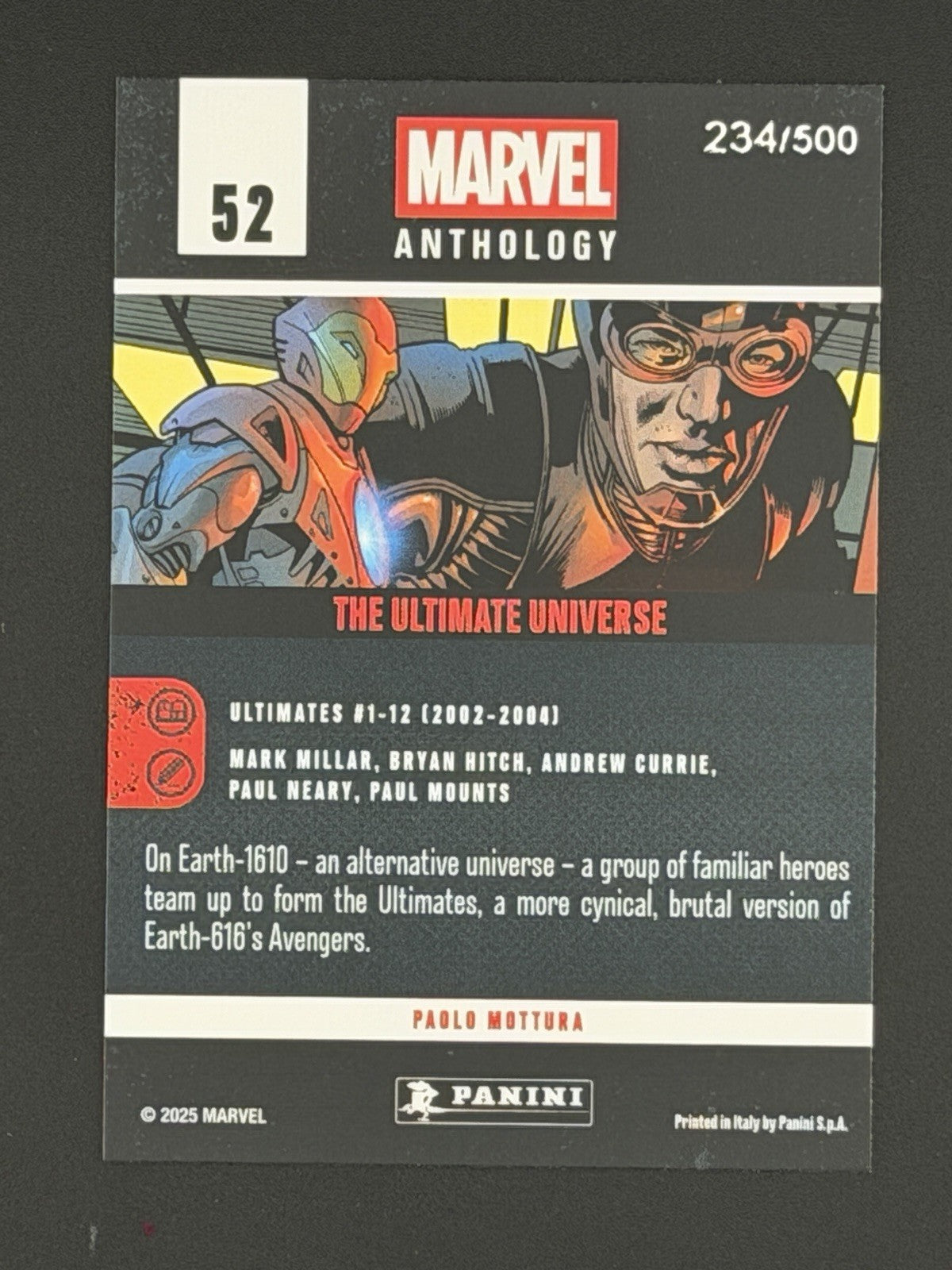 Marvel Panini Anthology 2025 Glitch Holo The Ultimate Universe Card 52 -110 /500