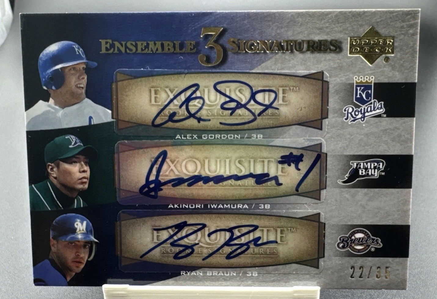 2007 Exquisite Rookie Signatures /35 Alex Gordon Iwamura Ryan Braun Auto RC