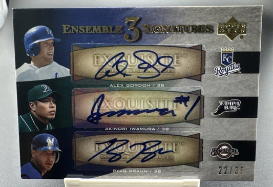 2007 Exquisite Rookie Signatures /35 Alex Gordon Iwamura Ryan Braun Auto RC