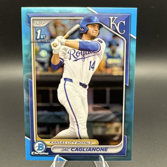 Jac Caglianone 2024 Bowman Draft Baseball 1st Chrome Sky Blue Refractor Royals