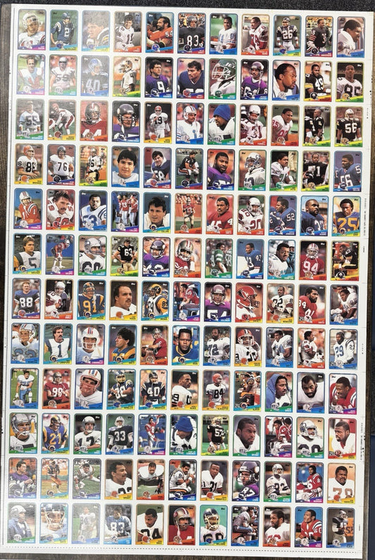 Three Topps 1988 NFL uncut original player card Sheets